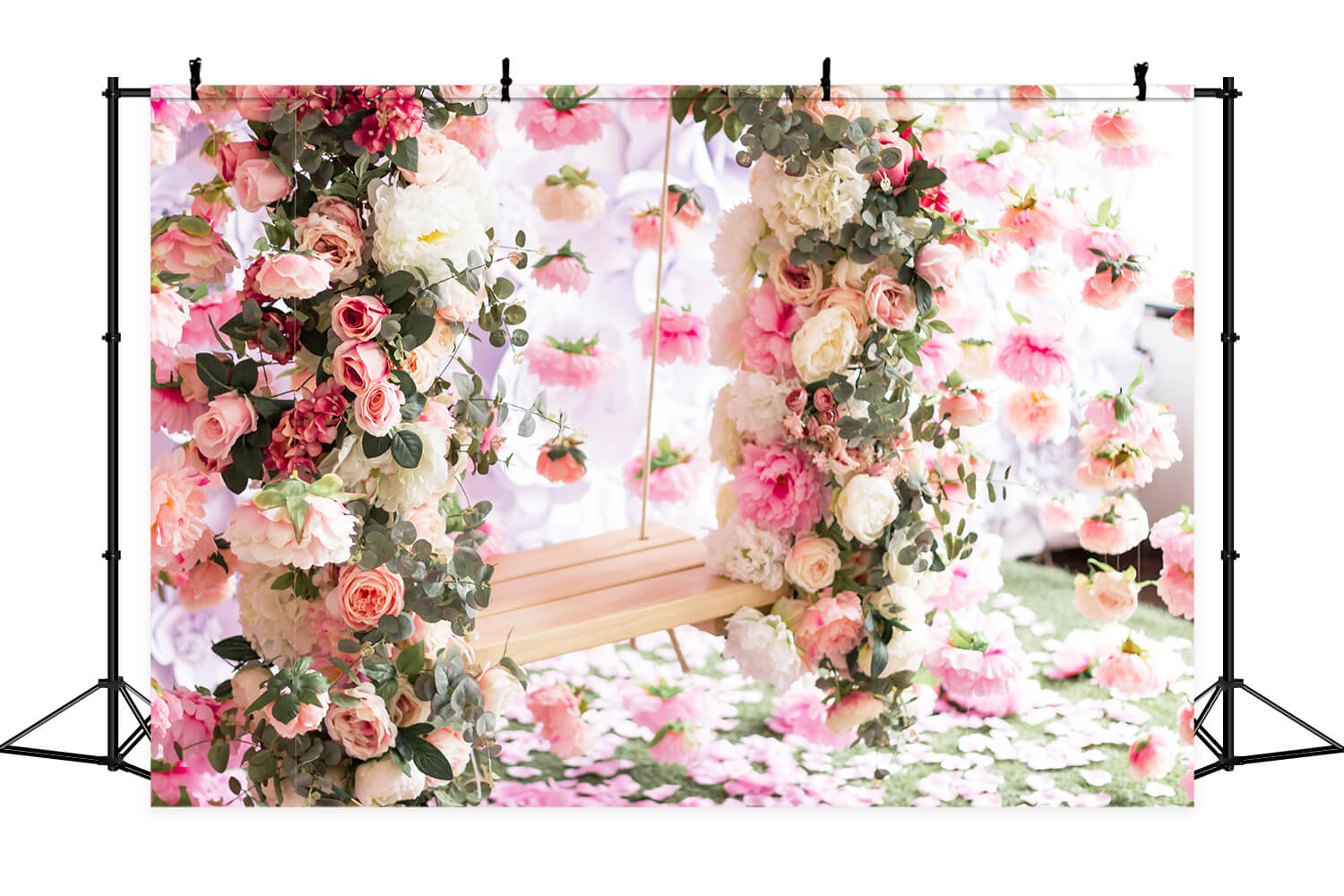Sfondo Primaverile Romantico Rosa Rosacee Fiore Vite Aggrovigliato Altalena M2-24