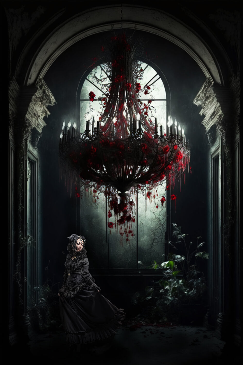 Sfondo Portacandele Fiore Porta Ad Arco Gotico M5-01