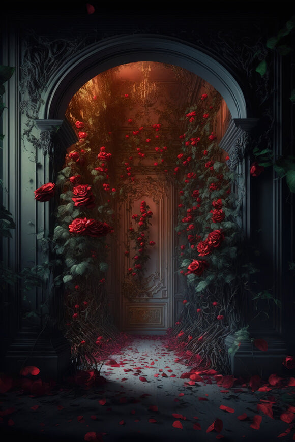 Sfondo Classico Con Fiori Per Porta A Muro Ad Arco M5-09