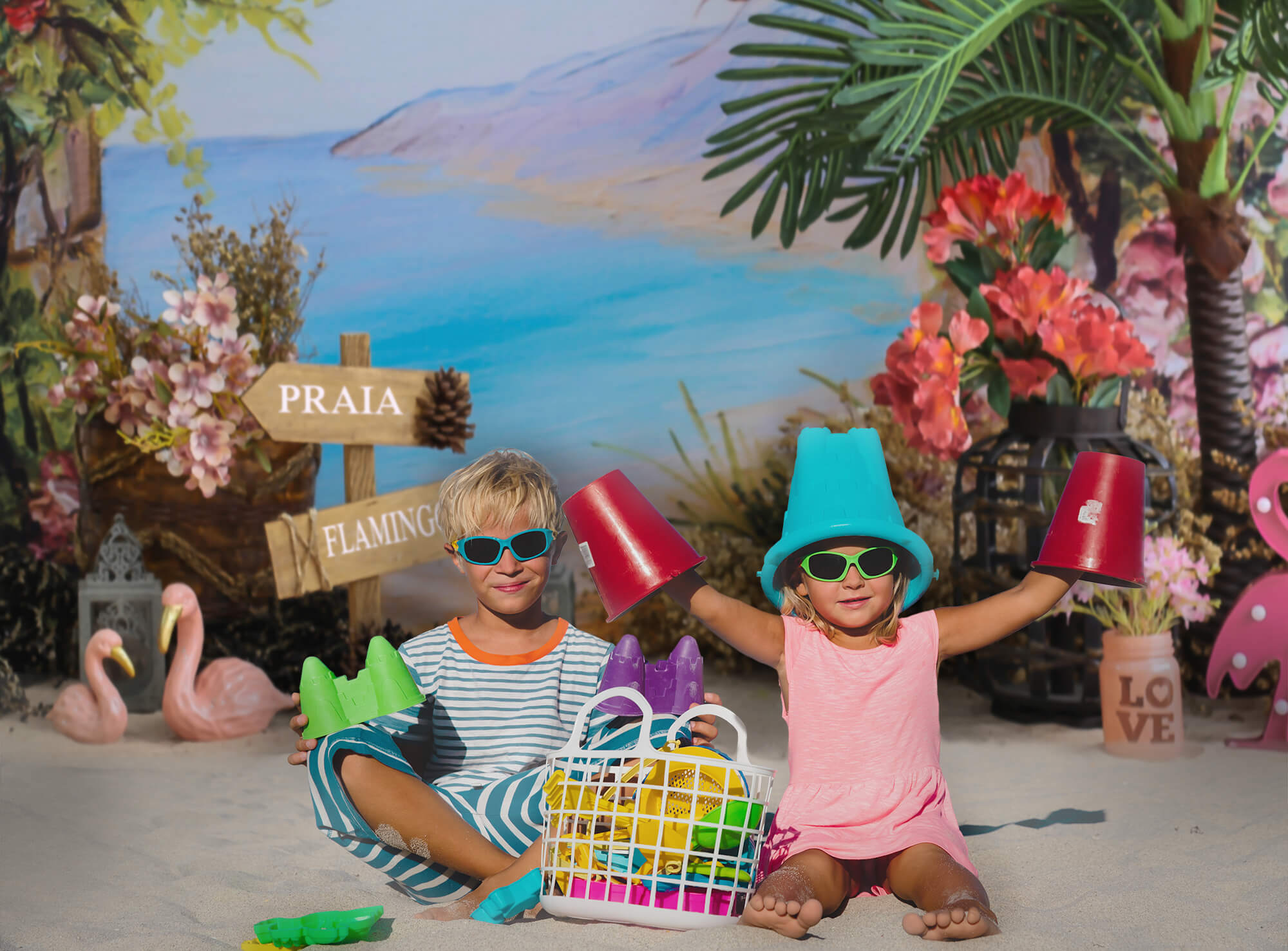 Pittura Flamingo Palma Fiori Sfondo M5-143