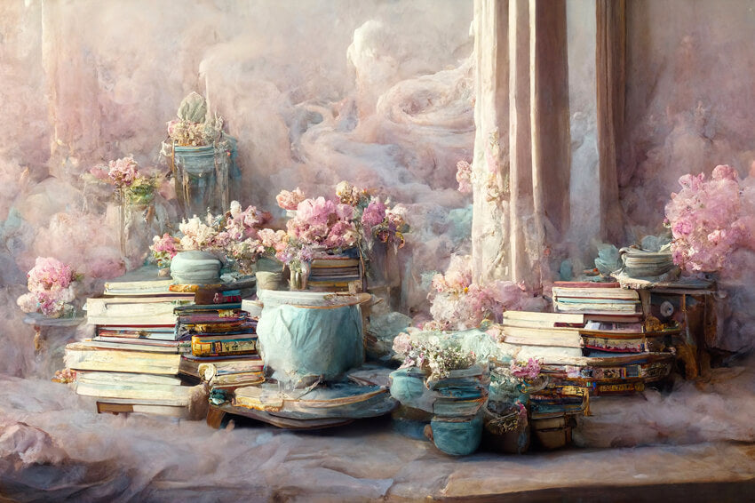 Sfondo Di Belle Arti Di Fiori Di Libro Di Pittura Vintage M5-156