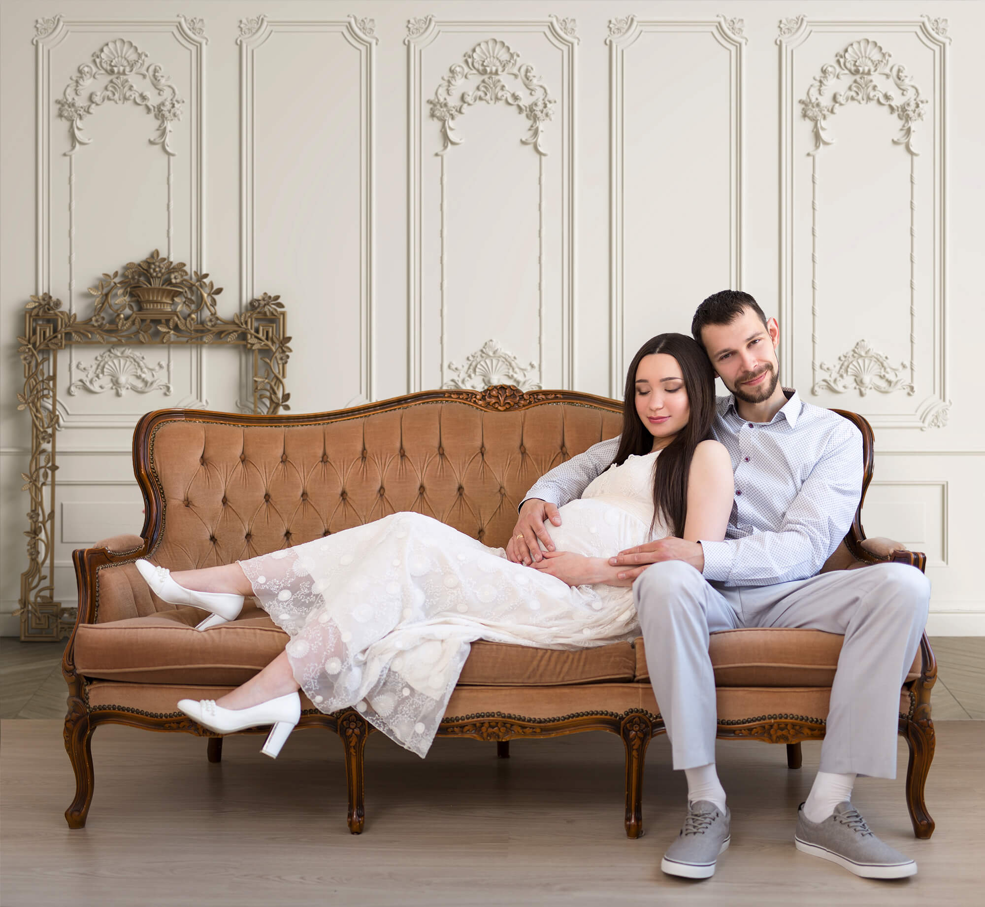 Sfondo Fotografico Bianco Retro Con Fiori Da Parete M5-29