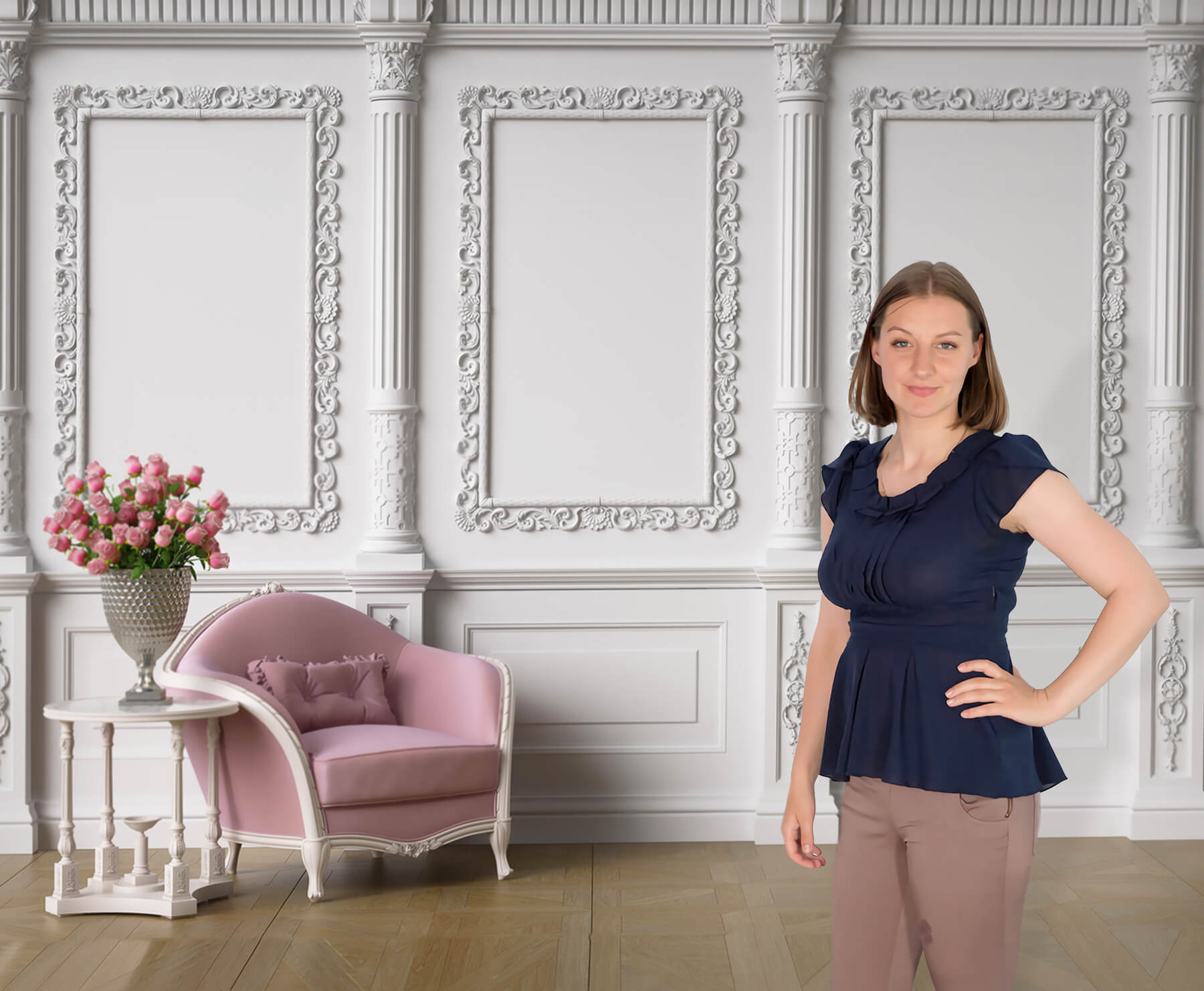 Sfondo Della Poltrona Da Parete Retro Interna Della Stanza M5-31