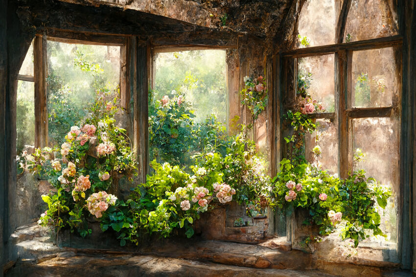 Sfondo Per Cabina Fotografica Floreale Con Pittura A Olio M5-45