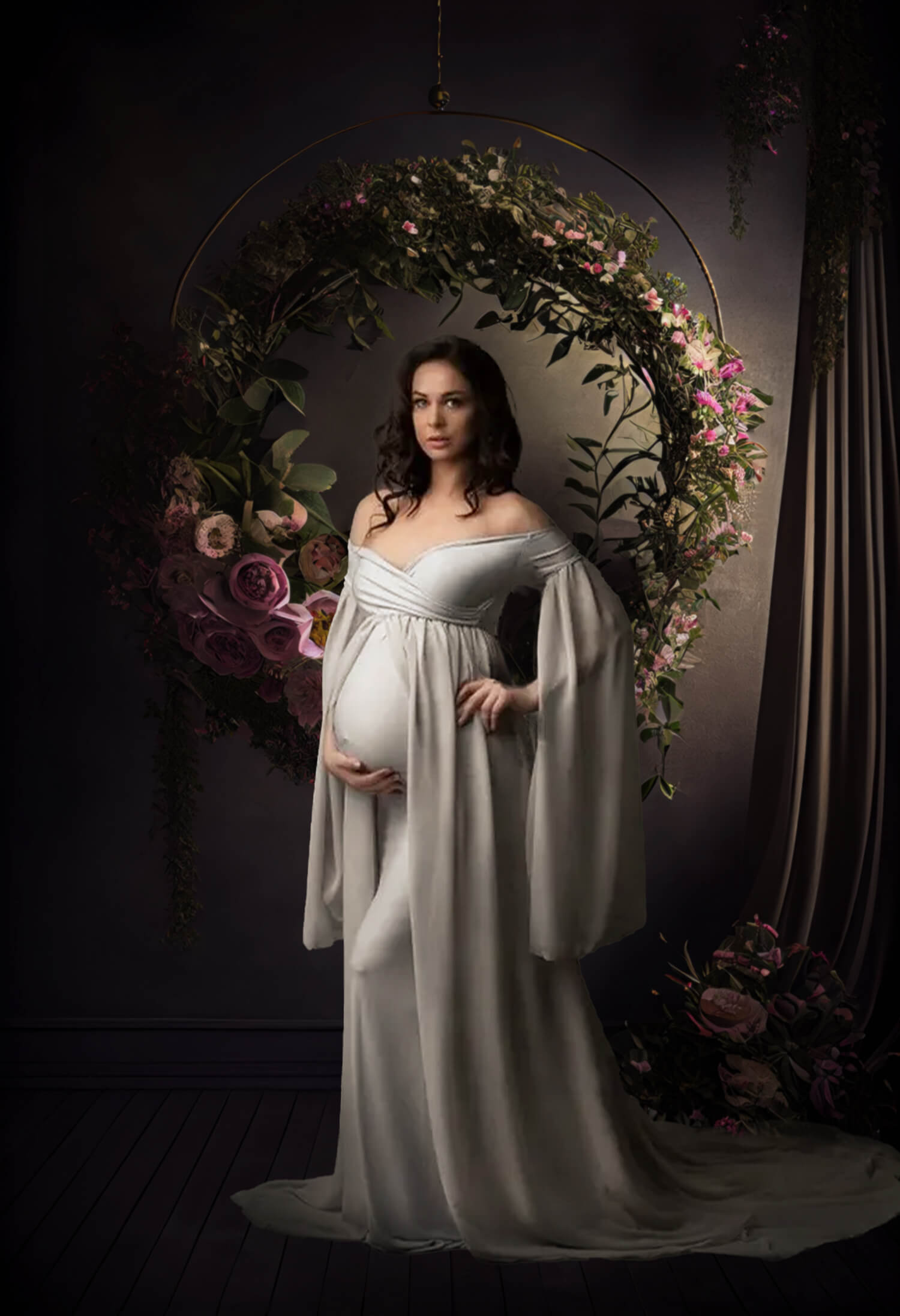 Sfondo Astratto Anello Floreale Appeso Marrone M5-55