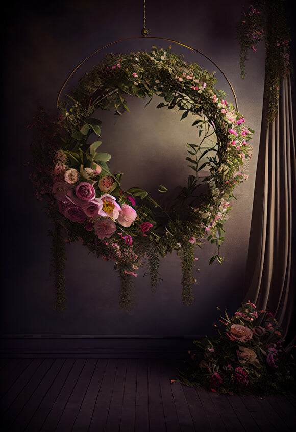 Sfondo Astratto Anello Floreale Appeso Marrone M5-55