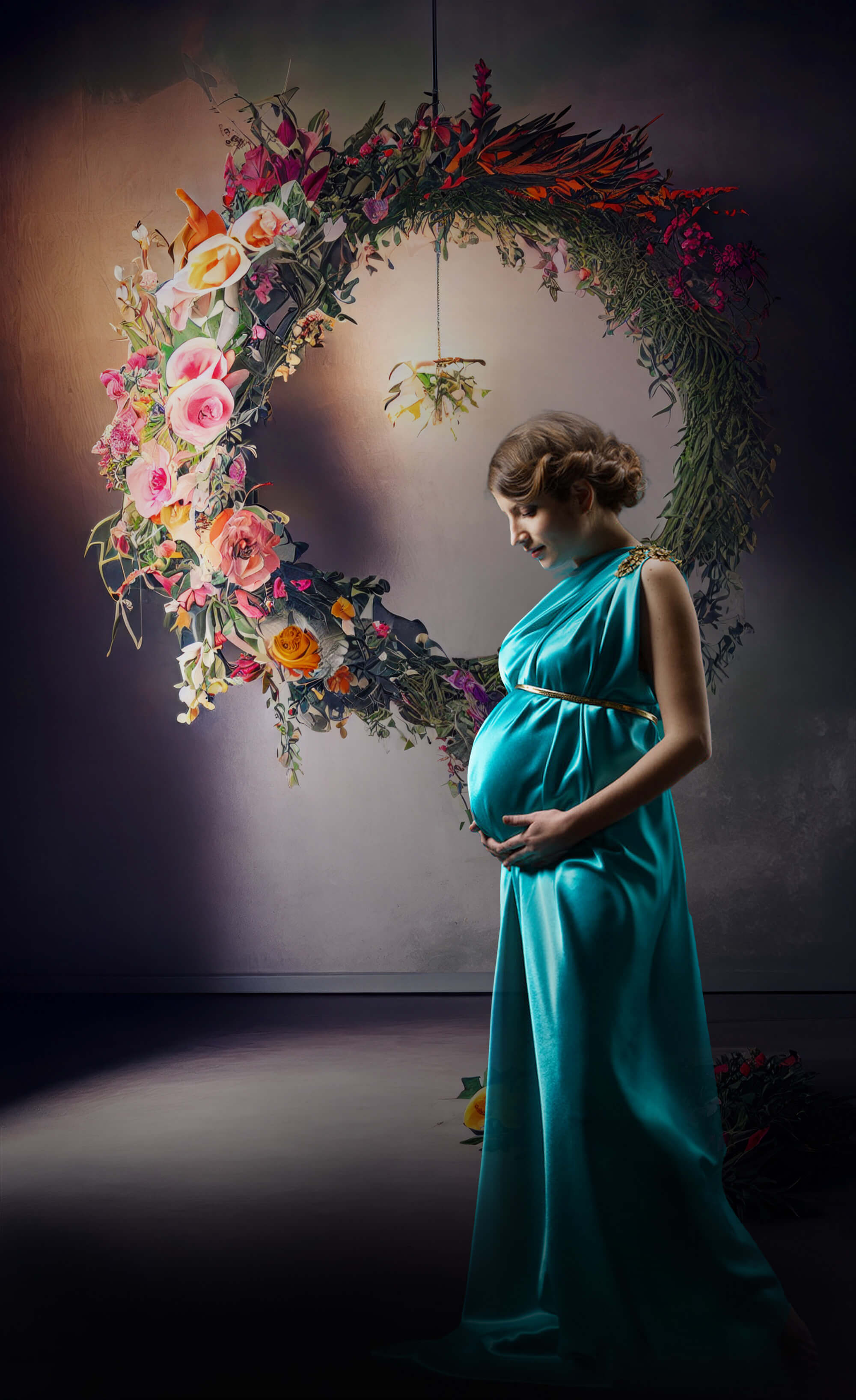 Sfondo Fotografico Astratto Con Luci Floreali Ad Anello M5-60