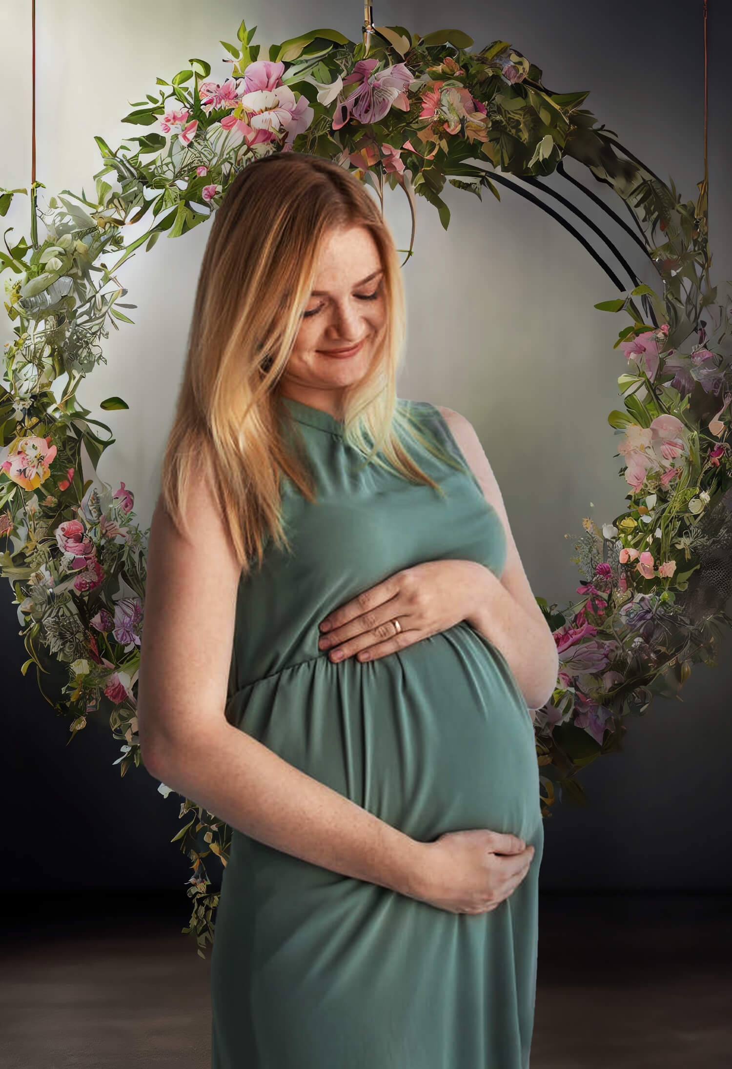 Sfondo Fotografico Astratto Con Anello Floreale Sospeso M5-62