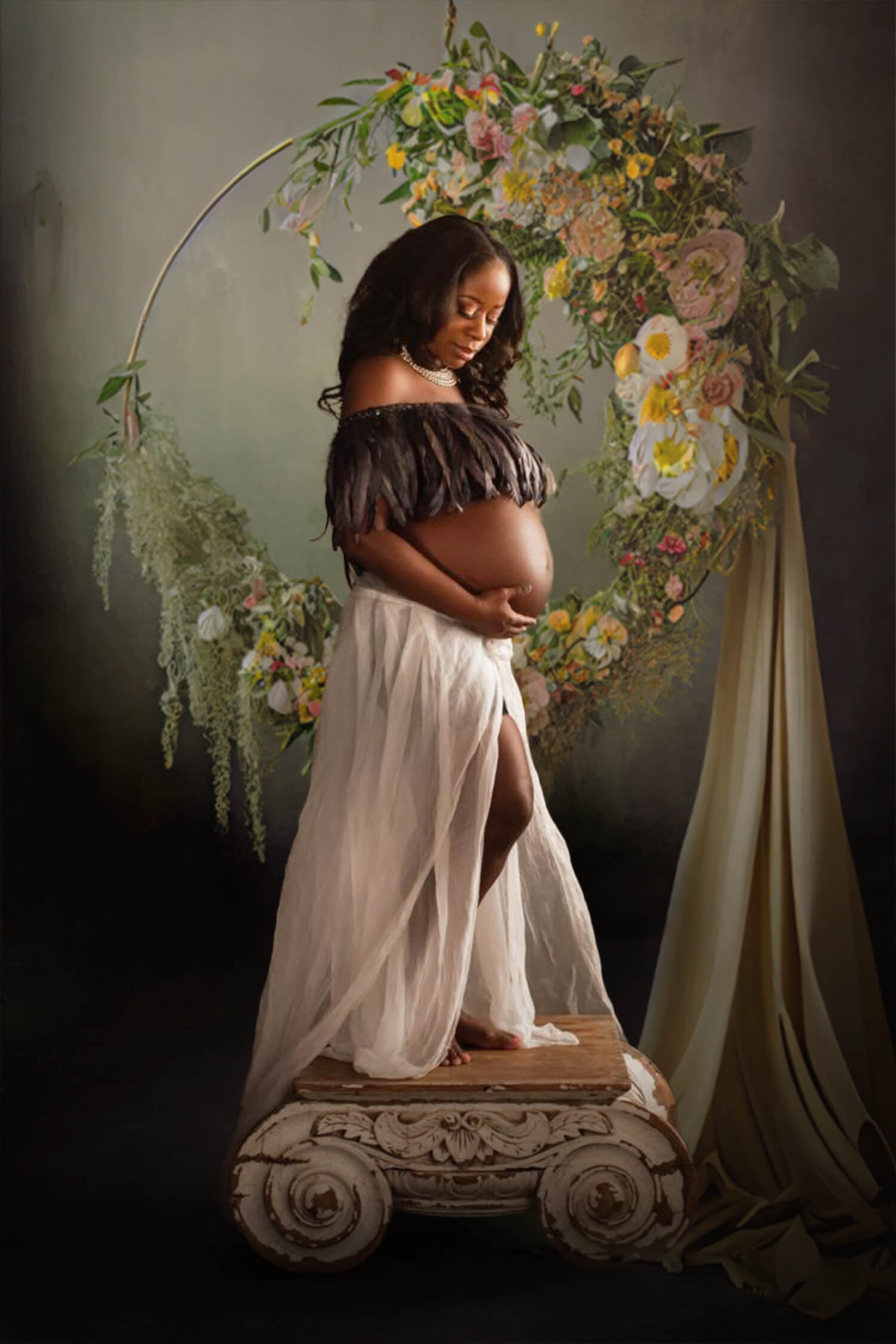 Sfondo Strutturato Astratto Con Ghirlanda Di Fiori Sospesi M5-63