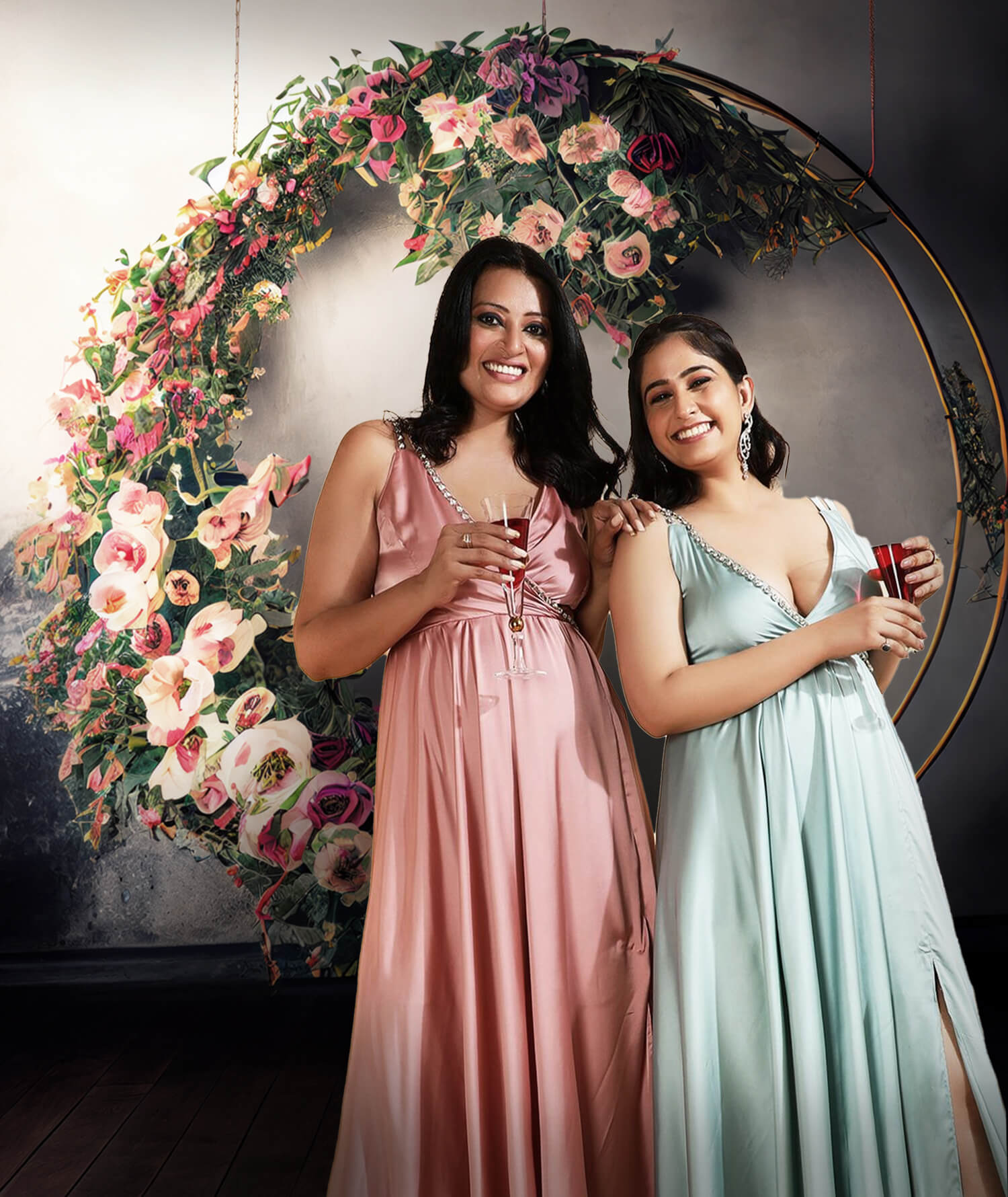 Sfondo Fotografico Maternita Astratto Con Anello Floreale M5-64