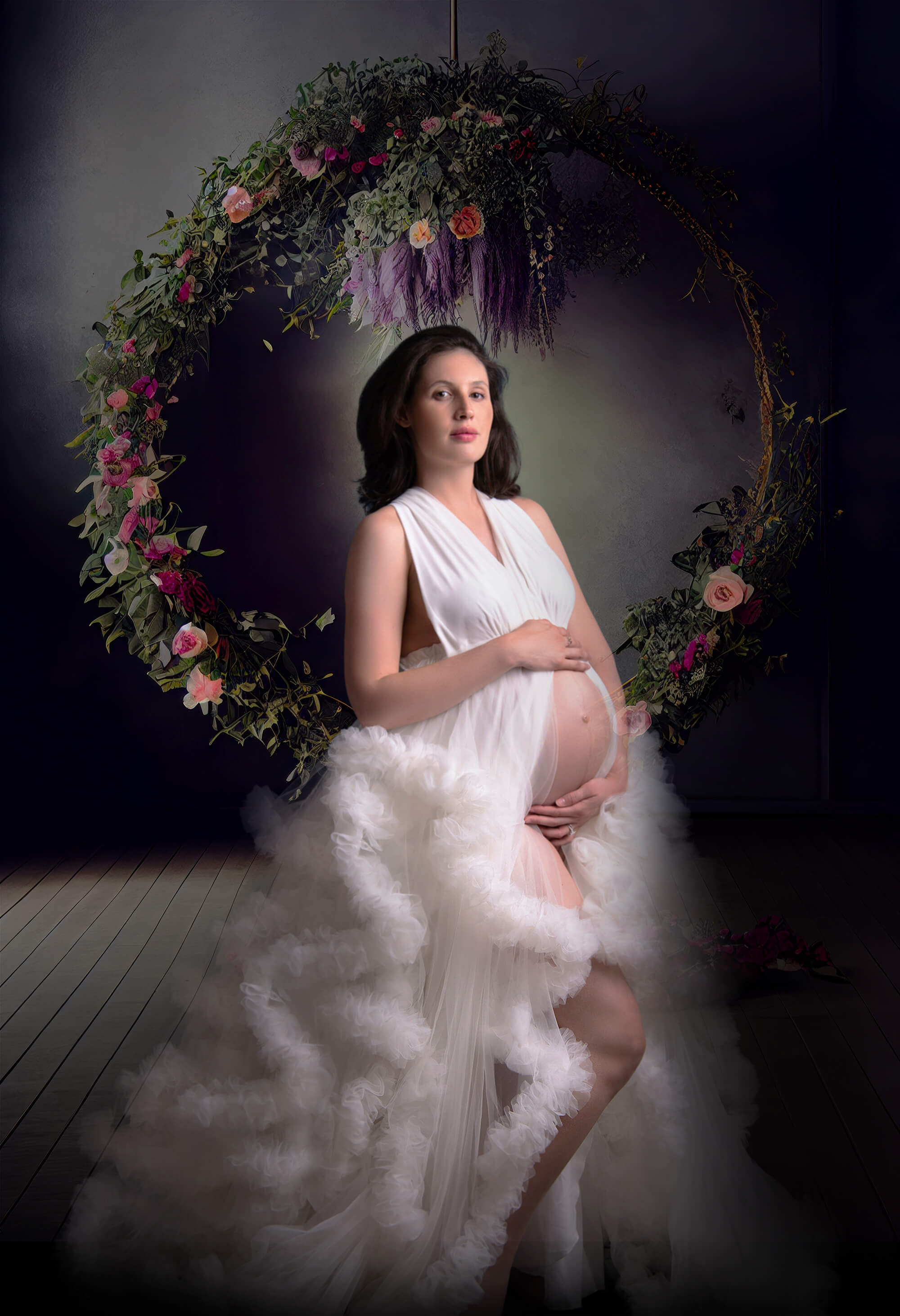 Sfondo Astratto Con Anello Floreale Appeso All'Ombra M5-67