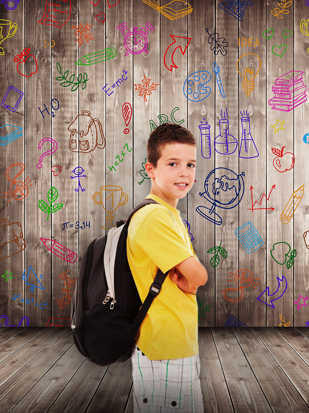 Ritorno A Scuola Crayon Doodle Sfondo In Legno M5-86