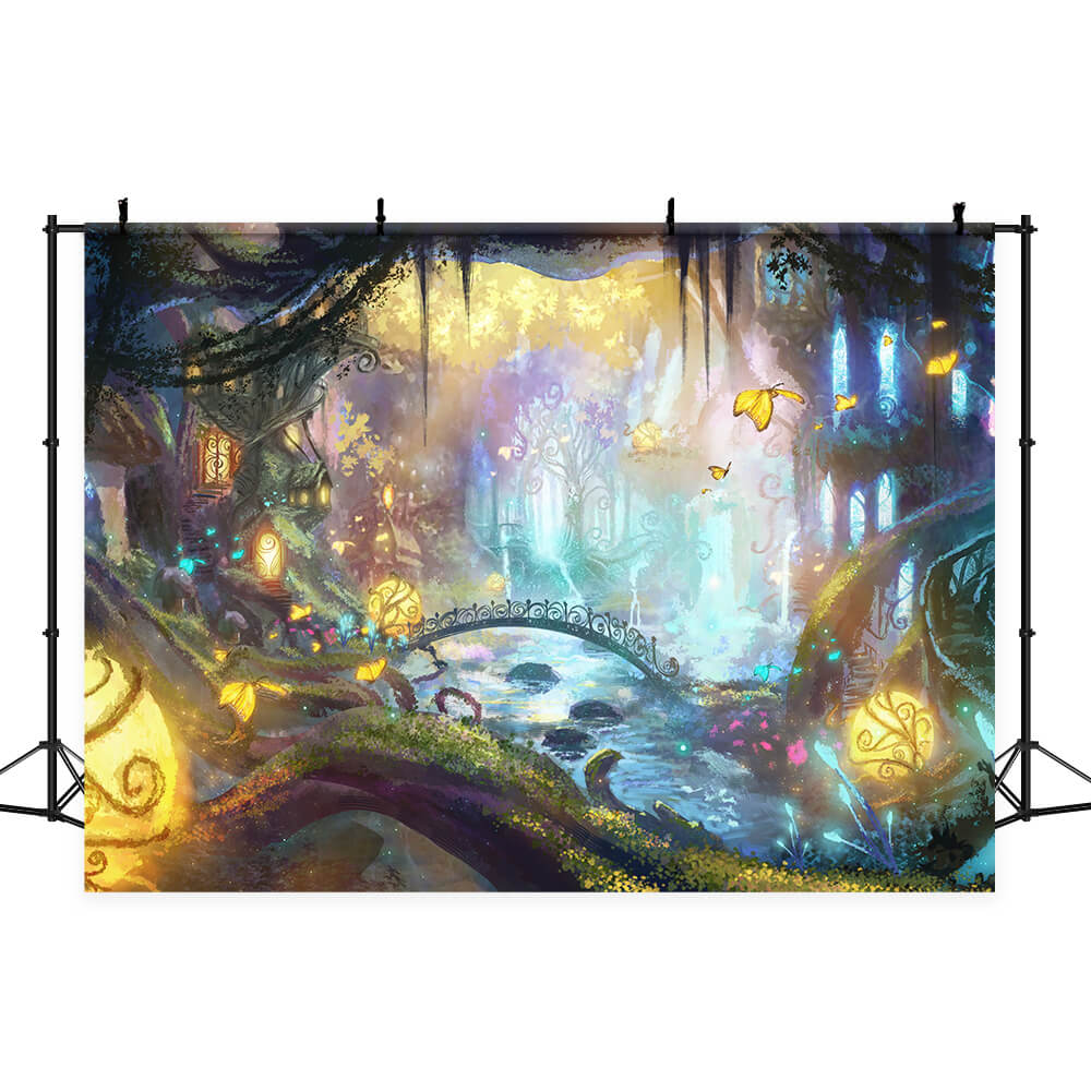 Sfondo Della Lucciola Della Farfalla Della Foresta Del Paese Delle Meraviglie M6-125