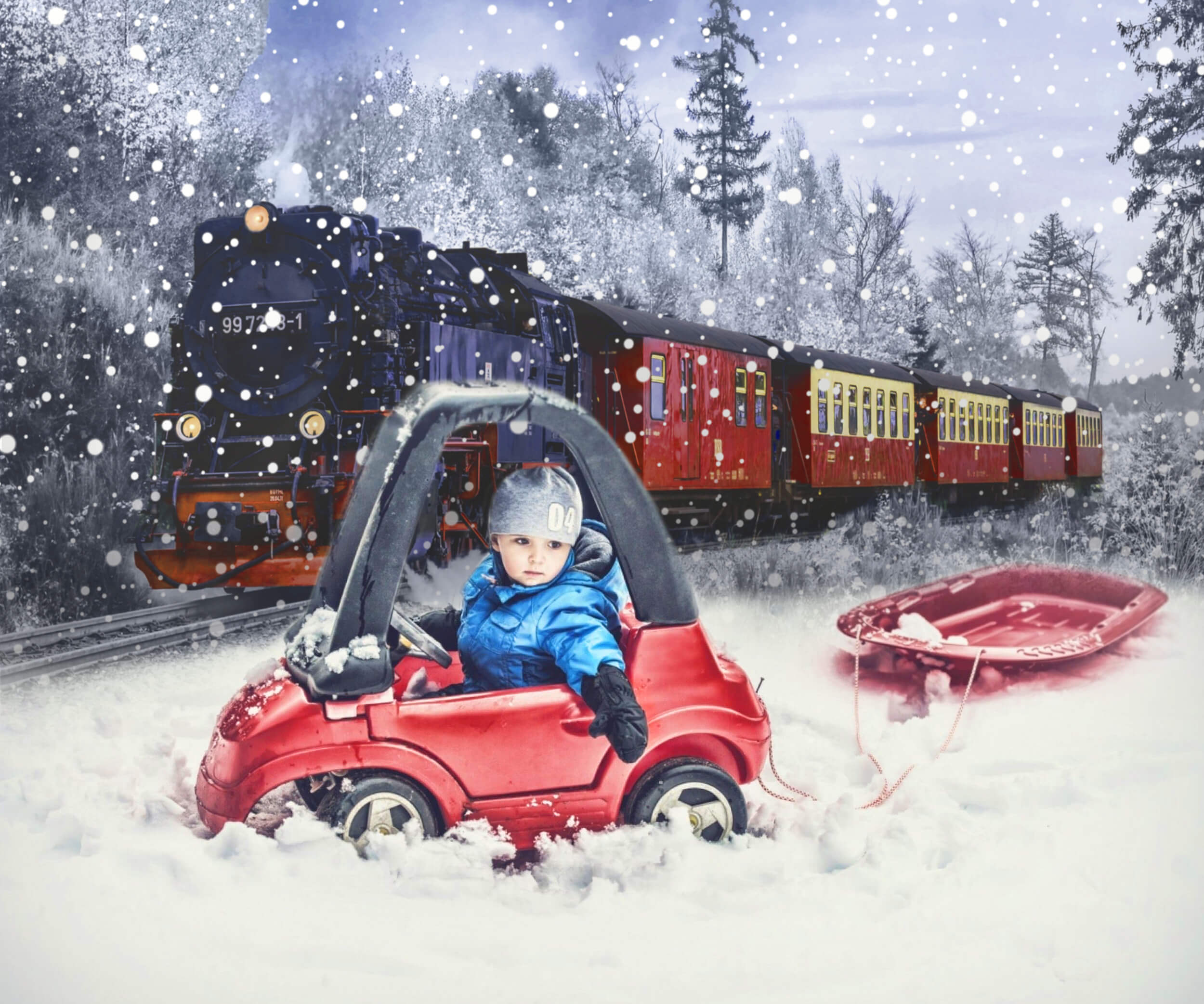 Sfondo Del Treno Con Paesaggi Invernali Innevati E Montani M6-138