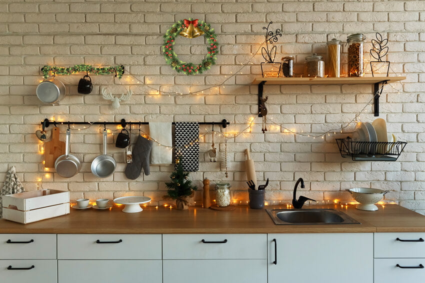 Sfondo Del Festival Della Decorazione Della Cucina Di Natale M6-139
