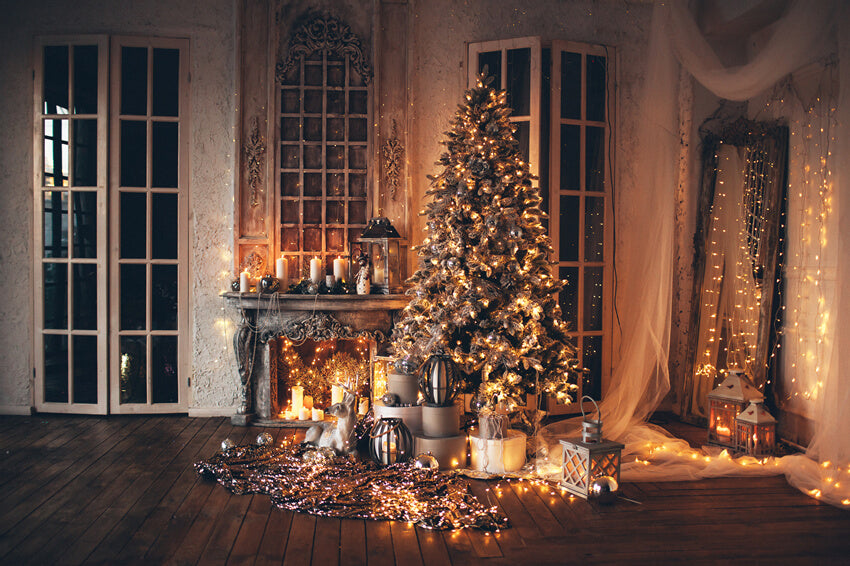 Sfondo Della Stanza Decorata Per La Serata Accogliente Di Natale M6-141
