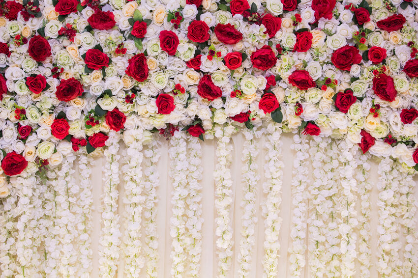 Decorazione Di Nozze Sullo Sfondo Della Parete Con Fiori Di Rosa M6-25