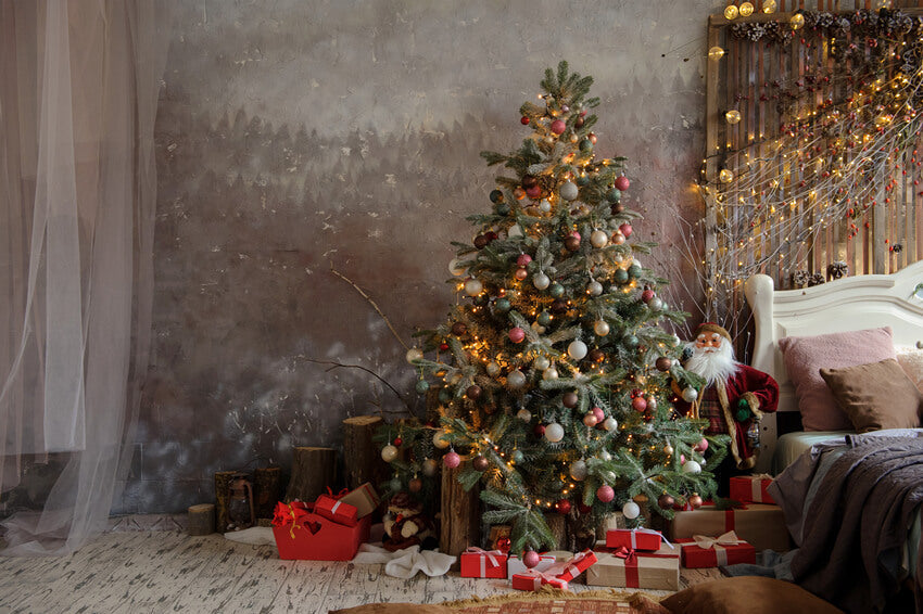 Scatole Regalo Per Albero Di Natale Sfondo Di Babbo Natale M6-39