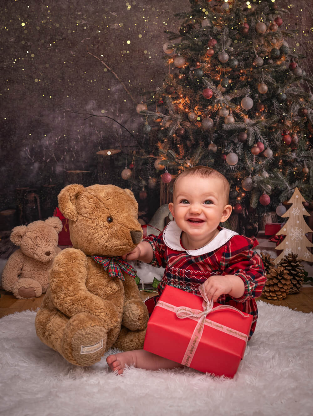 Scatole Regalo Per Albero Di Natale Sfondo Di Babbo Natale M6-39