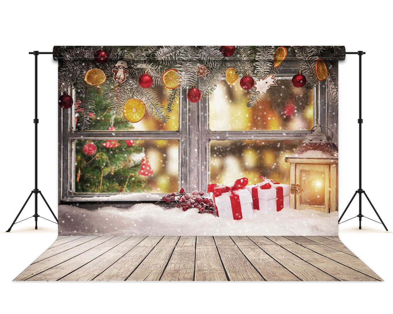 Decorazione Della Finestra Di Natale Sfocatura Dello Sfondo Dell'Albero M6-80