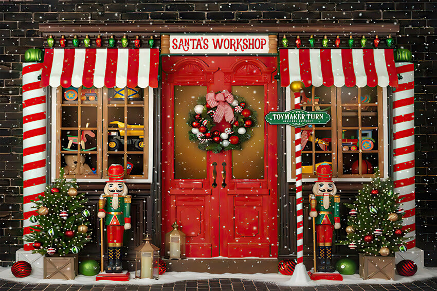 Sfondo Natalizio Dello Schiaccianoci Del Laboratorio Di Babbo Natale M6-93