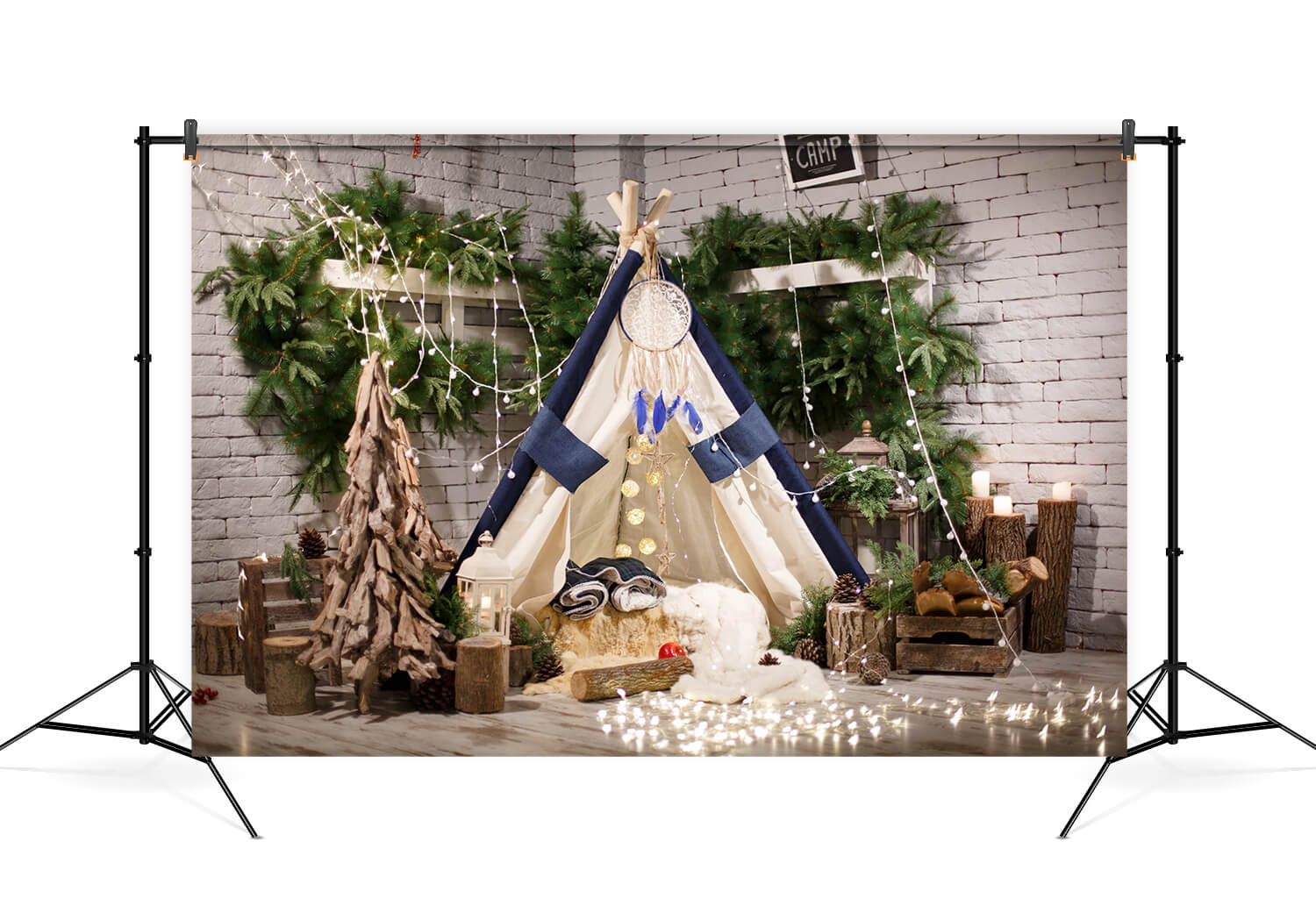 Sfondo Di Luci Per Tende Da Tenda In Legno Per Albero Di Natale M6-95