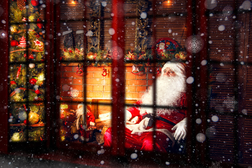 Sfondo Fotografico Babbo Natale Innevato M7-08