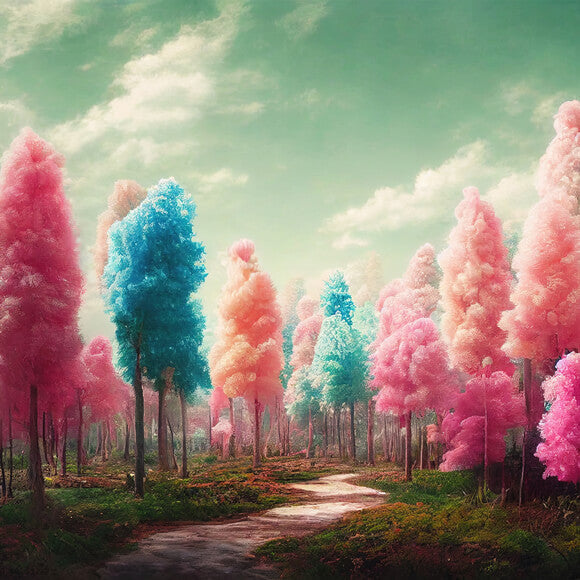 Sfondo Colorato Di Alberi Di Cotone Caramellato Da Sogno M7-106