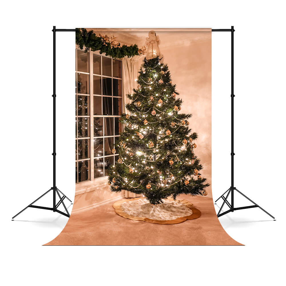 Sfondo Dell'Albero Di Illuminazione Della Decorazione Della Sera Di Natale M7-17
