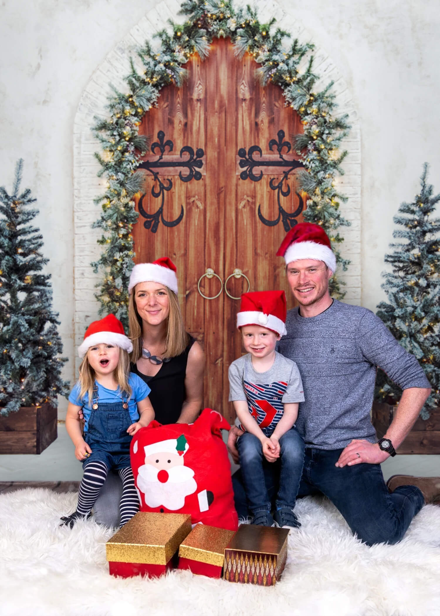 Sfondo Della Parete Della Porta In Legno Dell'Albero Di Natale M7-46