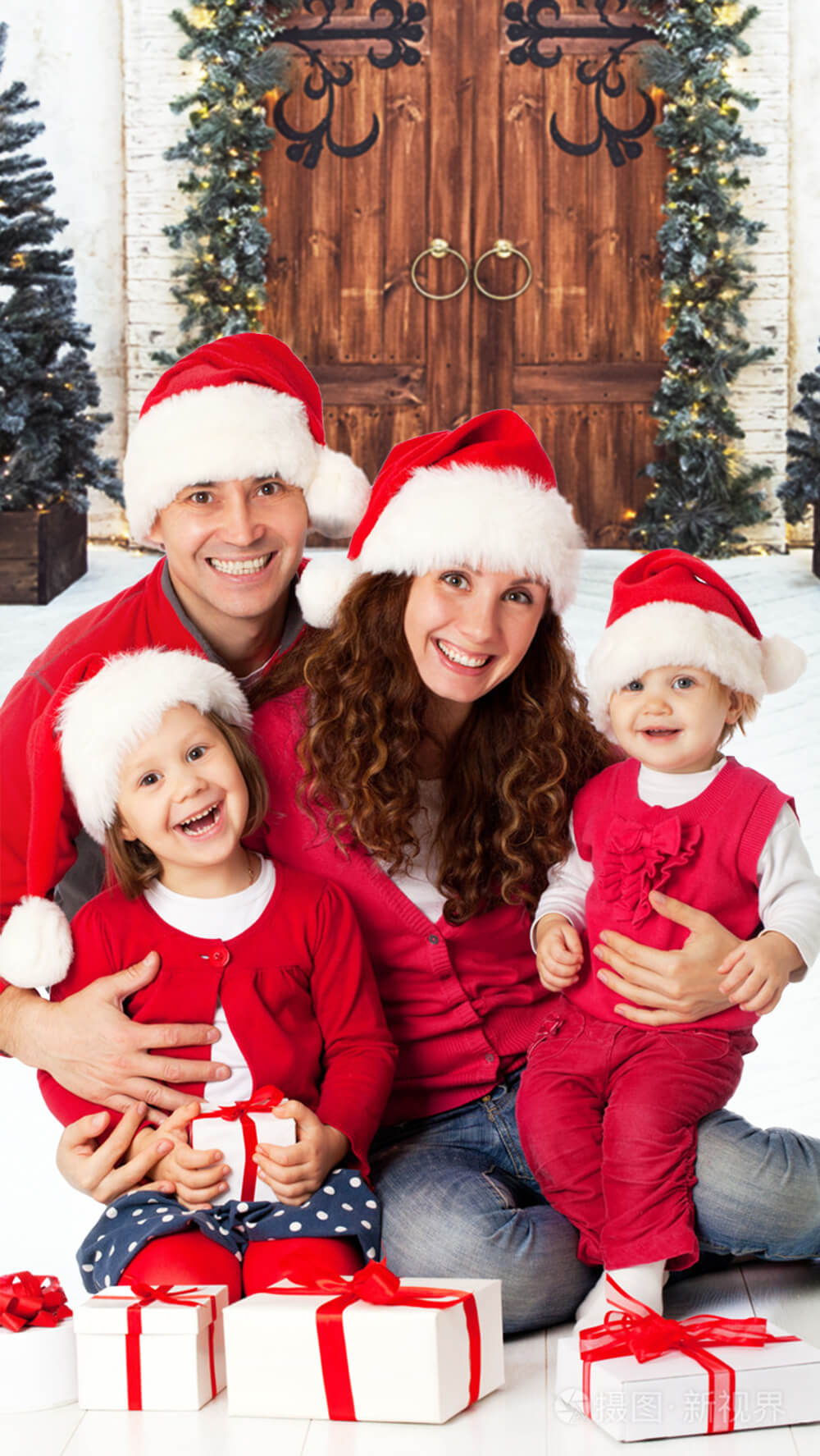 Sfondo Della Parete Della Porta In Legno Dell'Albero Di Natale M7-46