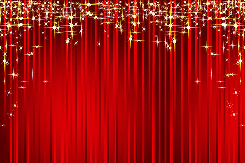 Sfondo Natalizio Con Stelle Dorate Glitterate E Strisce Rosse M7-47