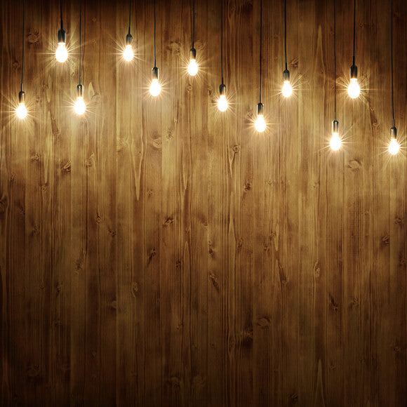 Sfondo Da Parete In Legno Rustico Con Lampadine M7-80
