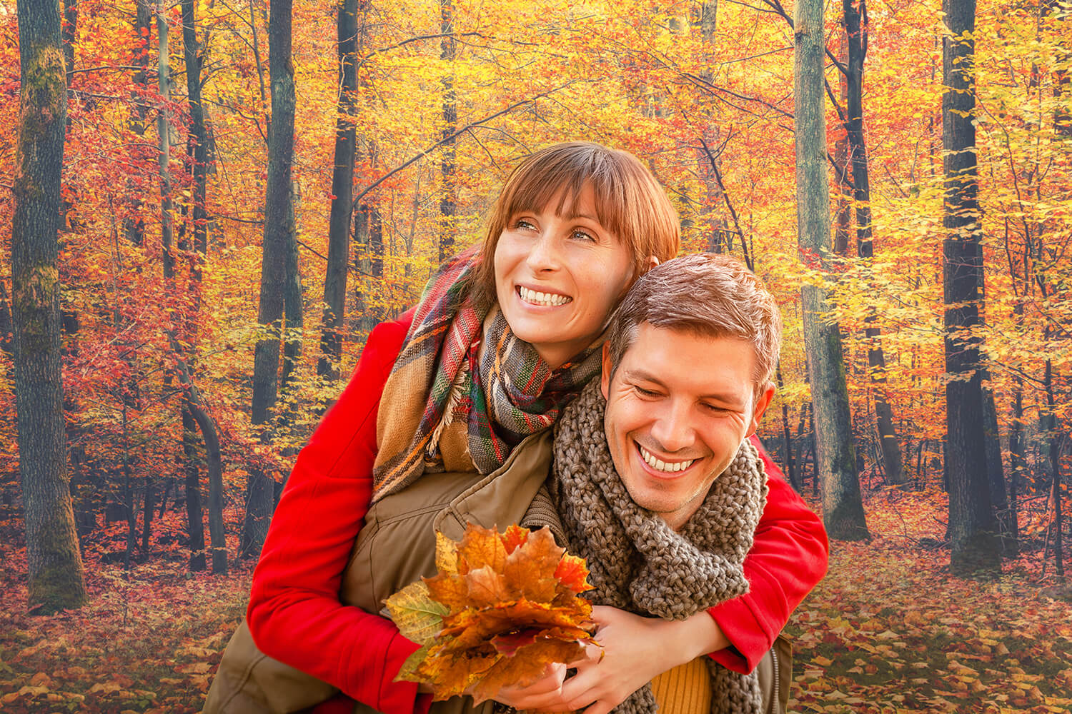 Sfondo Di Paesaggi Di Foglie D'Acero Della Foresta Autunnale M7-86