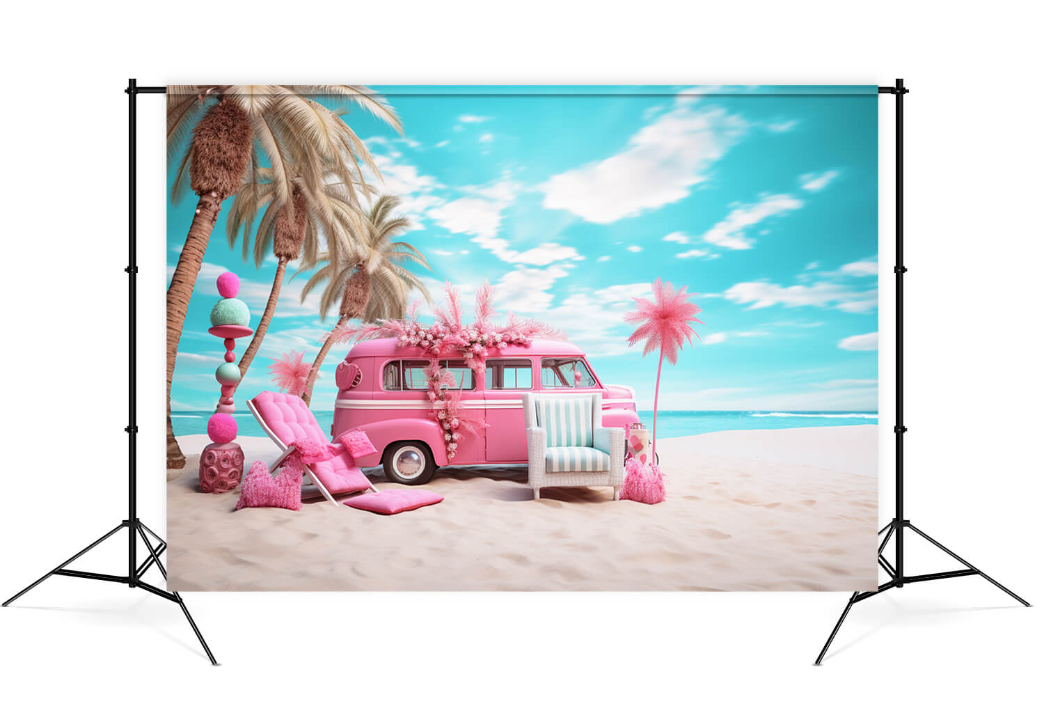 Sfondo Fotografico Fantasy Dolly Pink Bus Beach M7-88