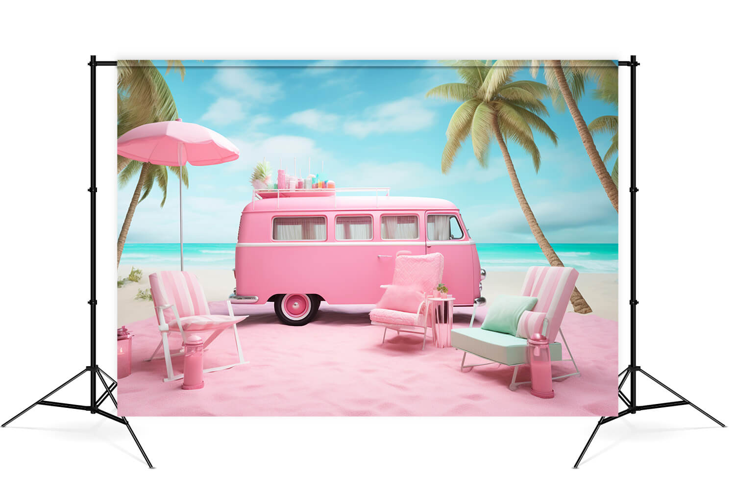 Fashion Doll Fantasy Pink Summer Beach Sfondo M7-89