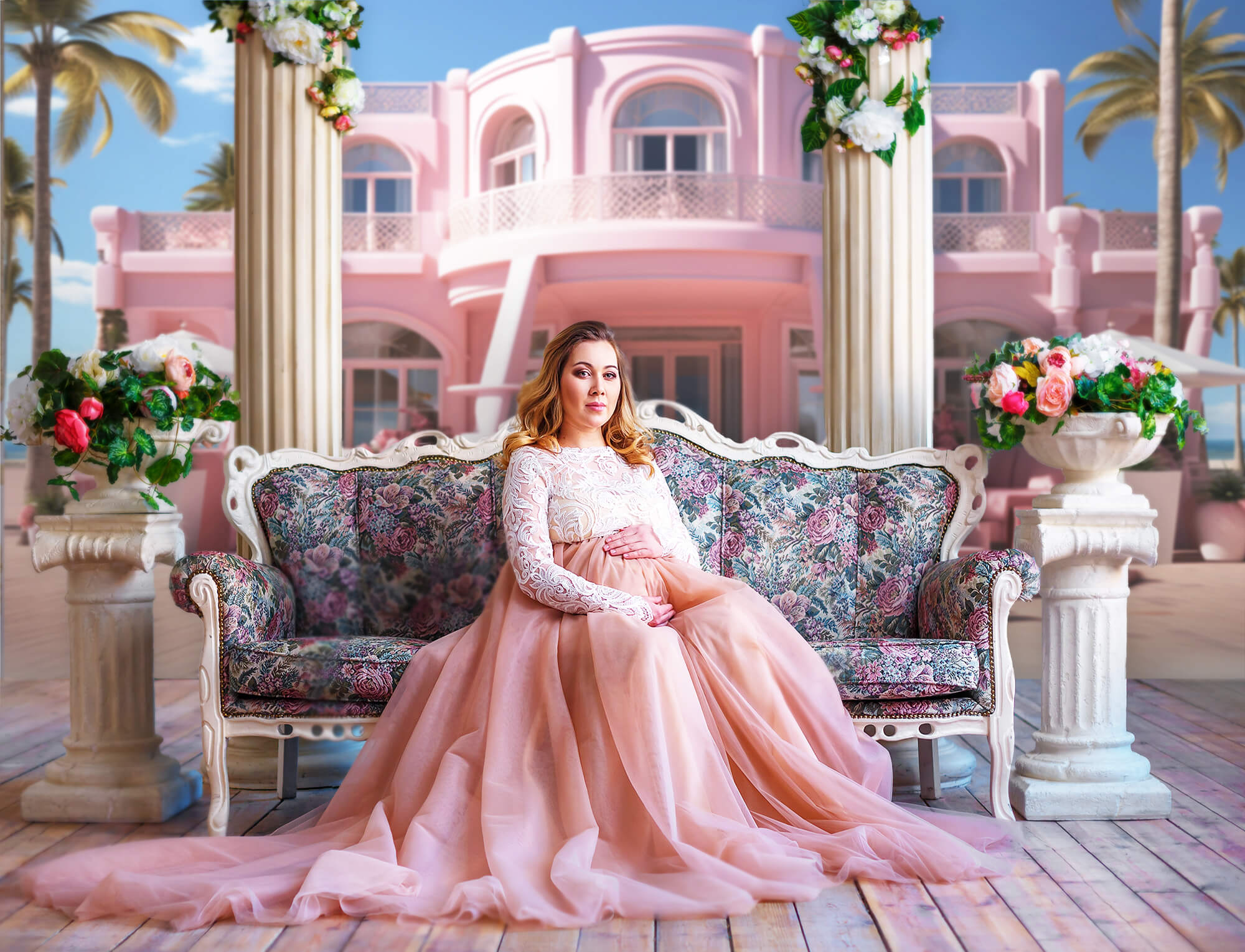 Sfondo Di Casa Fantasy Rosa Per Bambole Alla Moda M7-90