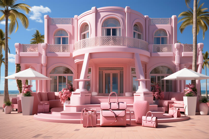 Sfondo Di Casa Fantasy Rosa Per Bambole Alla Moda M7-90