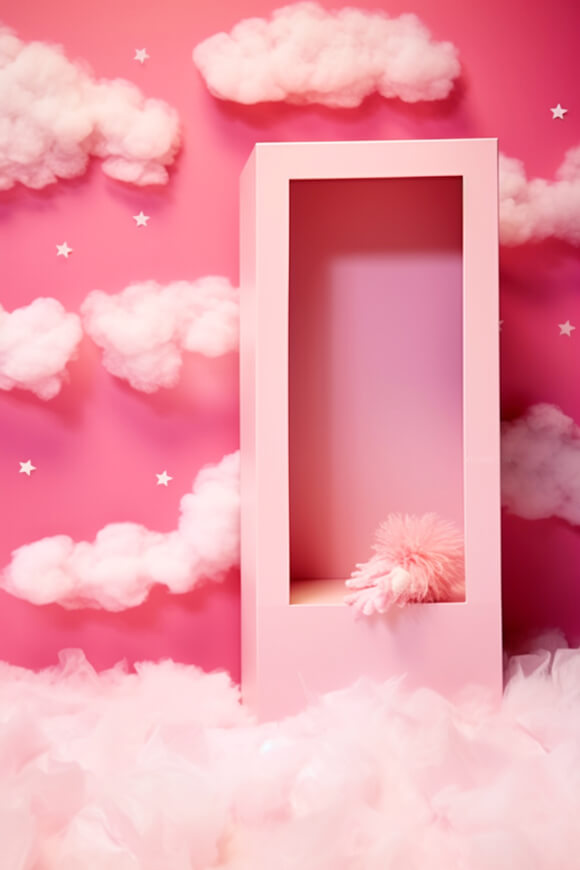 Scatola Per Bambole Pink Fantasy, Sfondo Con Nuvole Da Sogno M7-91