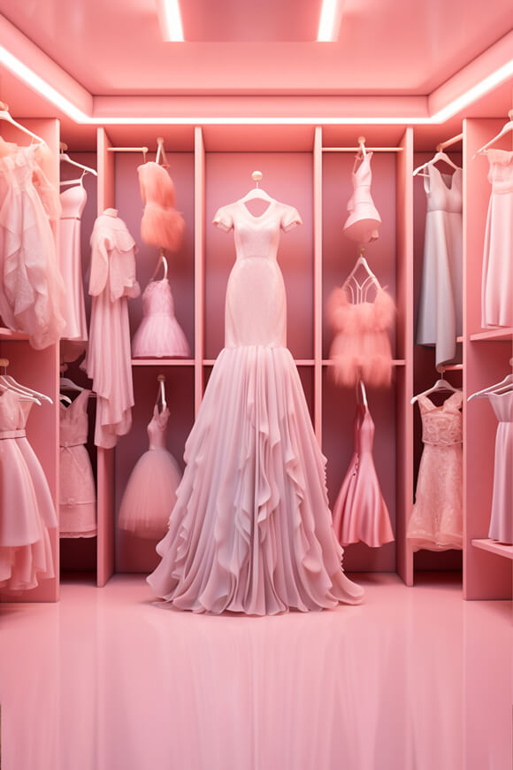 Sfondo Di Abito Rosa Per Armadio Per Bambole Alla Moda M7-94