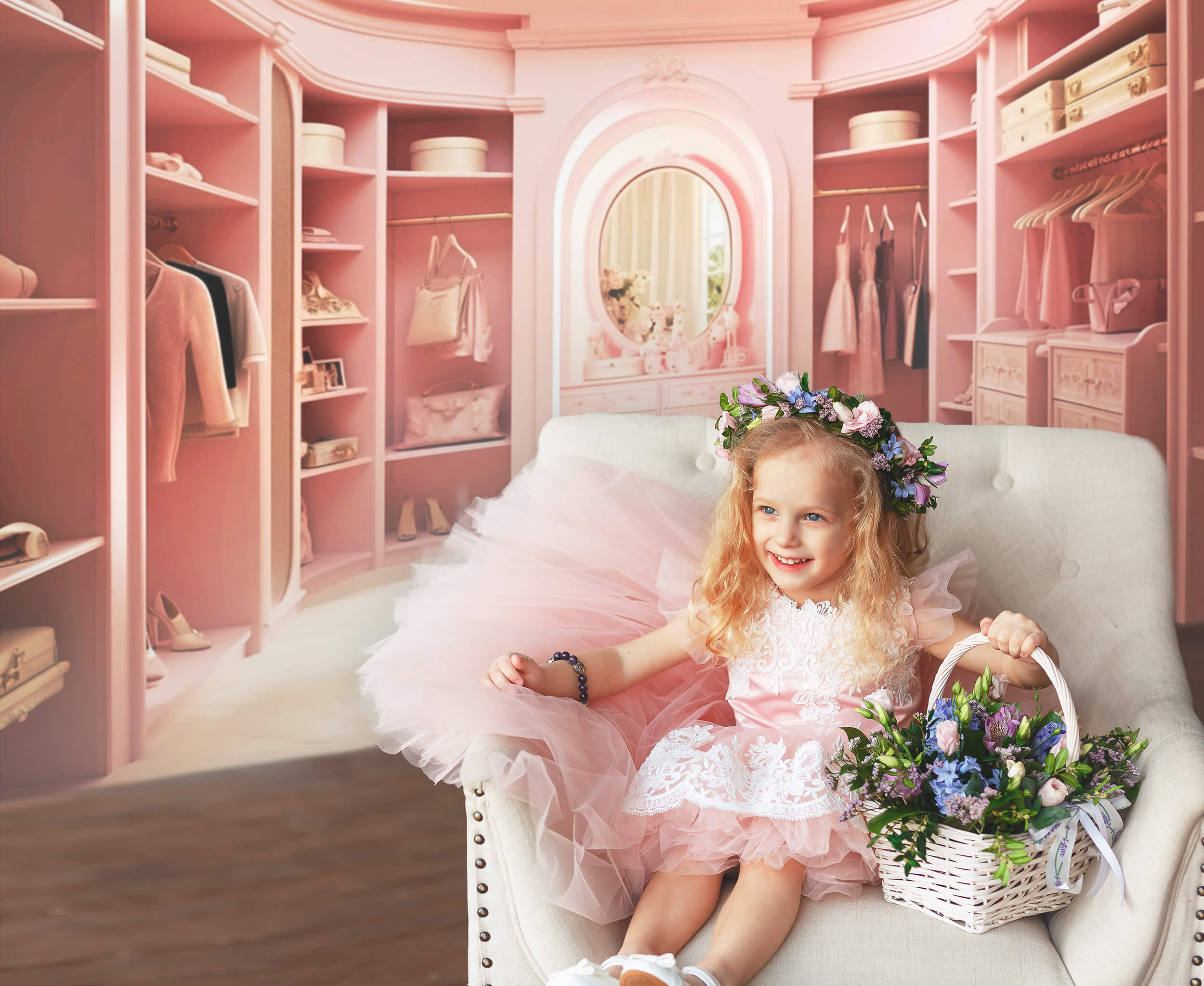 Sfondo Di Abito Da Armadio Da Sogno Rosa Bambola Fantasy M7-98