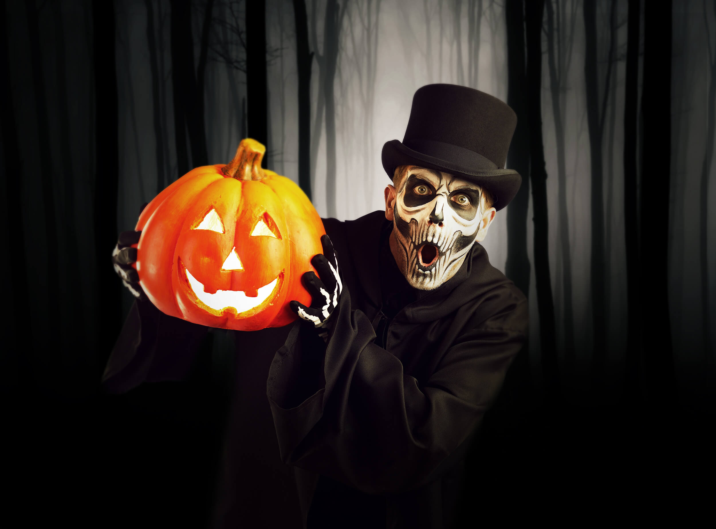 Sfondo Della Foresta Di Notte Oscura E Cupa Di Halloween M8-10