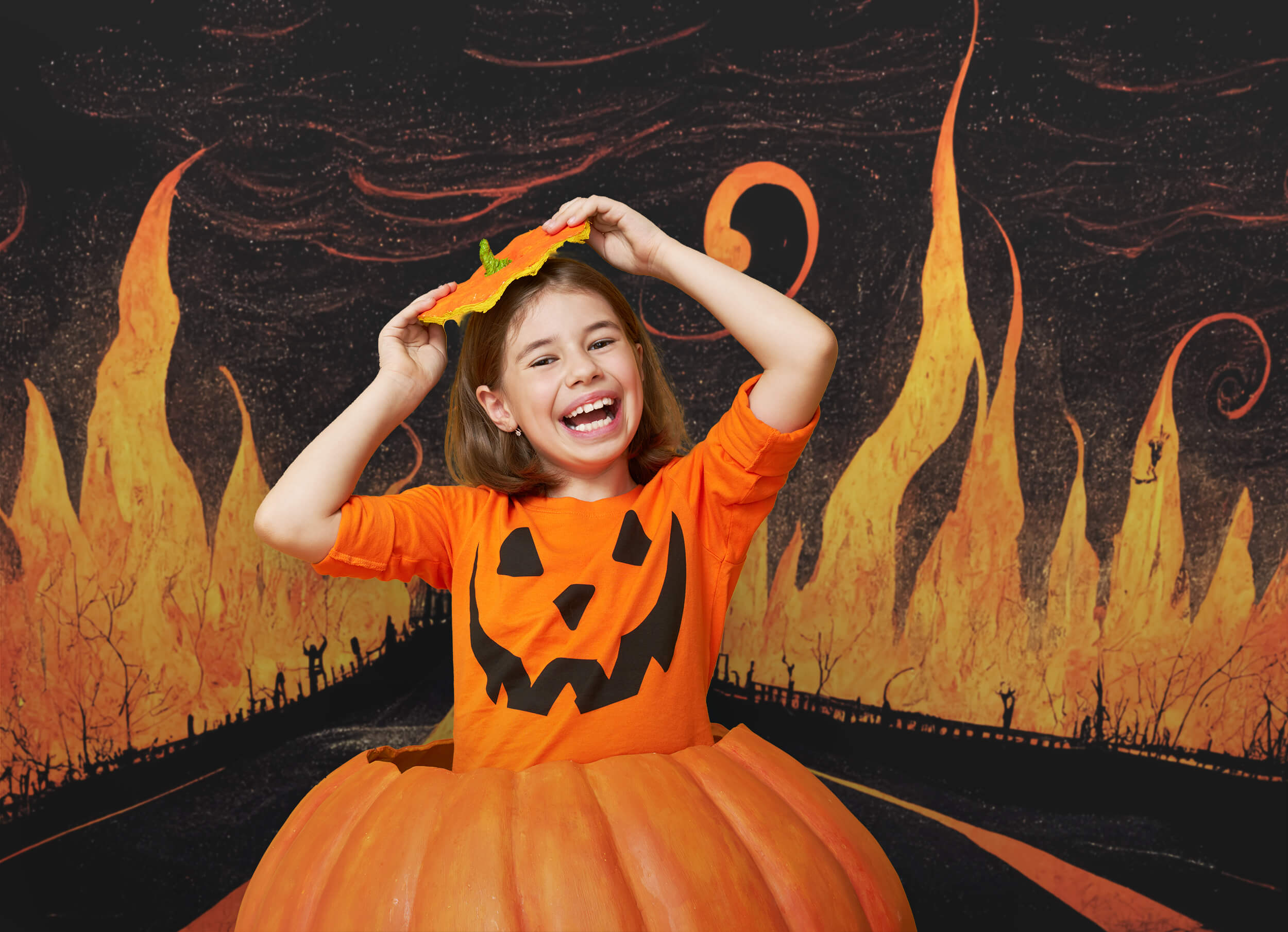 Sfondo Di Halloween Con Fiamme Dell'Autostrada Per L'Inferno M8-15