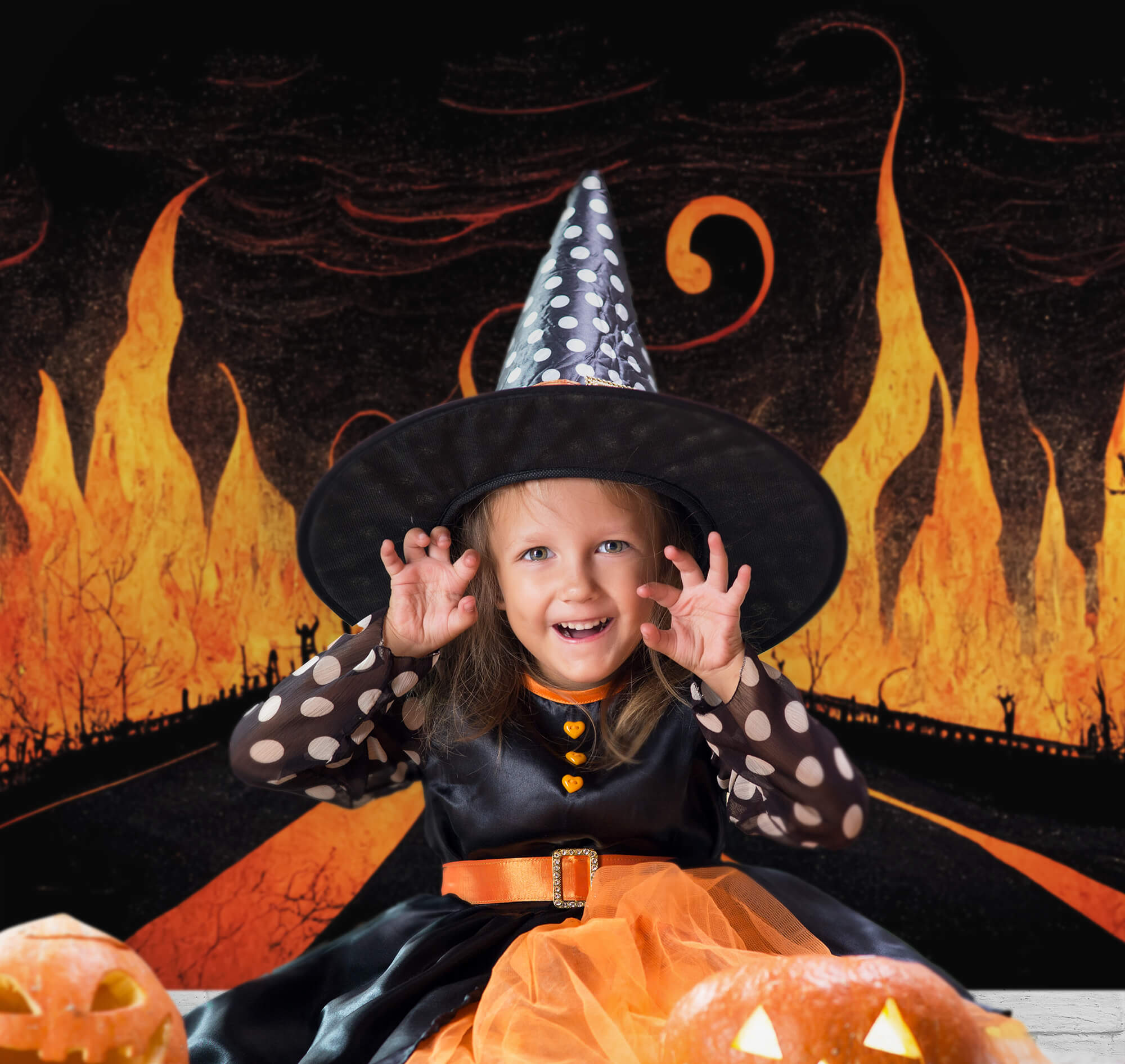 Sfondo Di Halloween Con Fiamme Dell'Autostrada Per L'Inferno M8-15