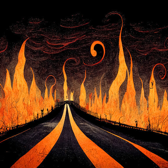 Sfondo Di Halloween Con Fiamme Dell'Autostrada Per L'Inferno M8-15