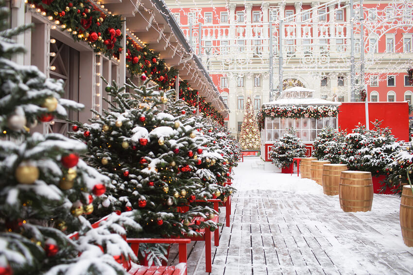 Sfondo Di Strada Innevata Di Natale Capodanno M8-24