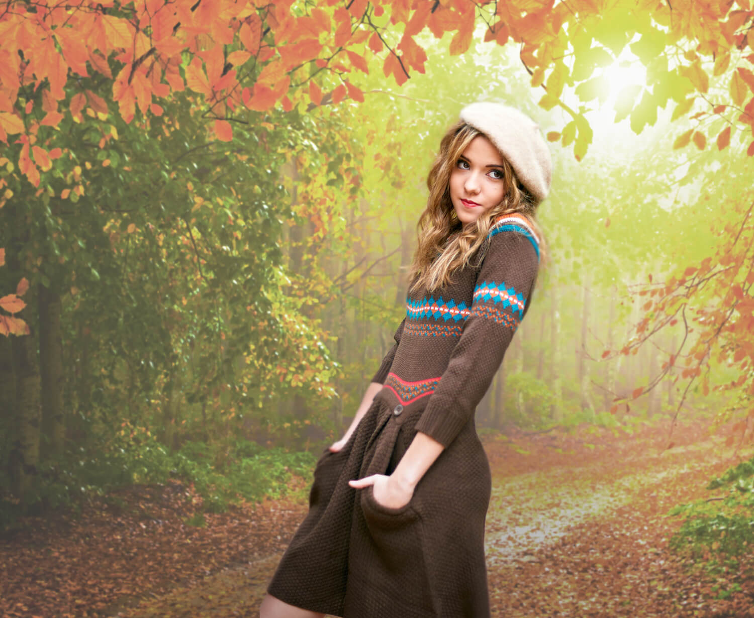 Sfondo Di Paesaggi Di Foglie D'Acero Della Foresta Autunnale M8-28