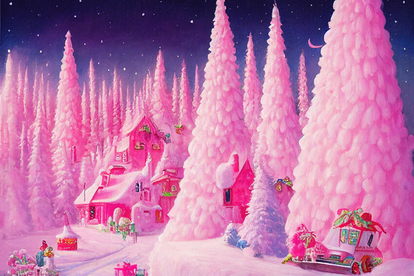 Sfondo Di Alberi Di Casa Di Pan Di Zenzero Rosa Da Sogno M8-41