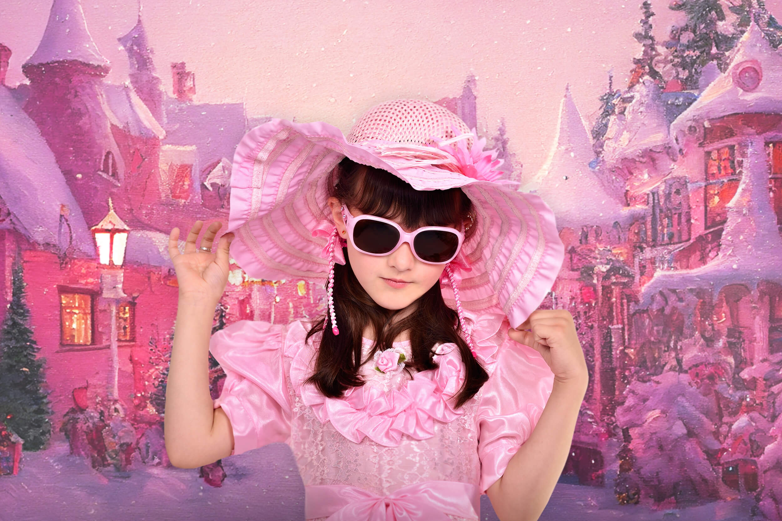 Sfondo Rosa Inverno Natale Strada Di Citta M8-42