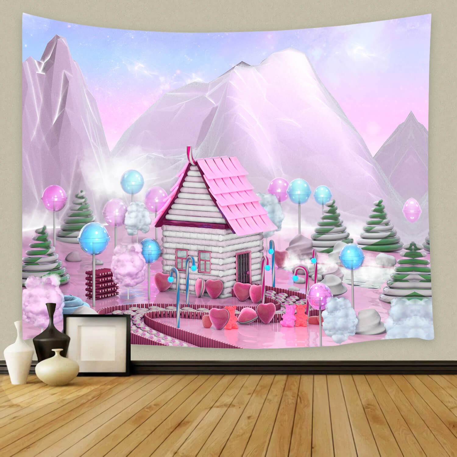 Sfondo Di Montagna Rosa Cartoon Candy House M8-43